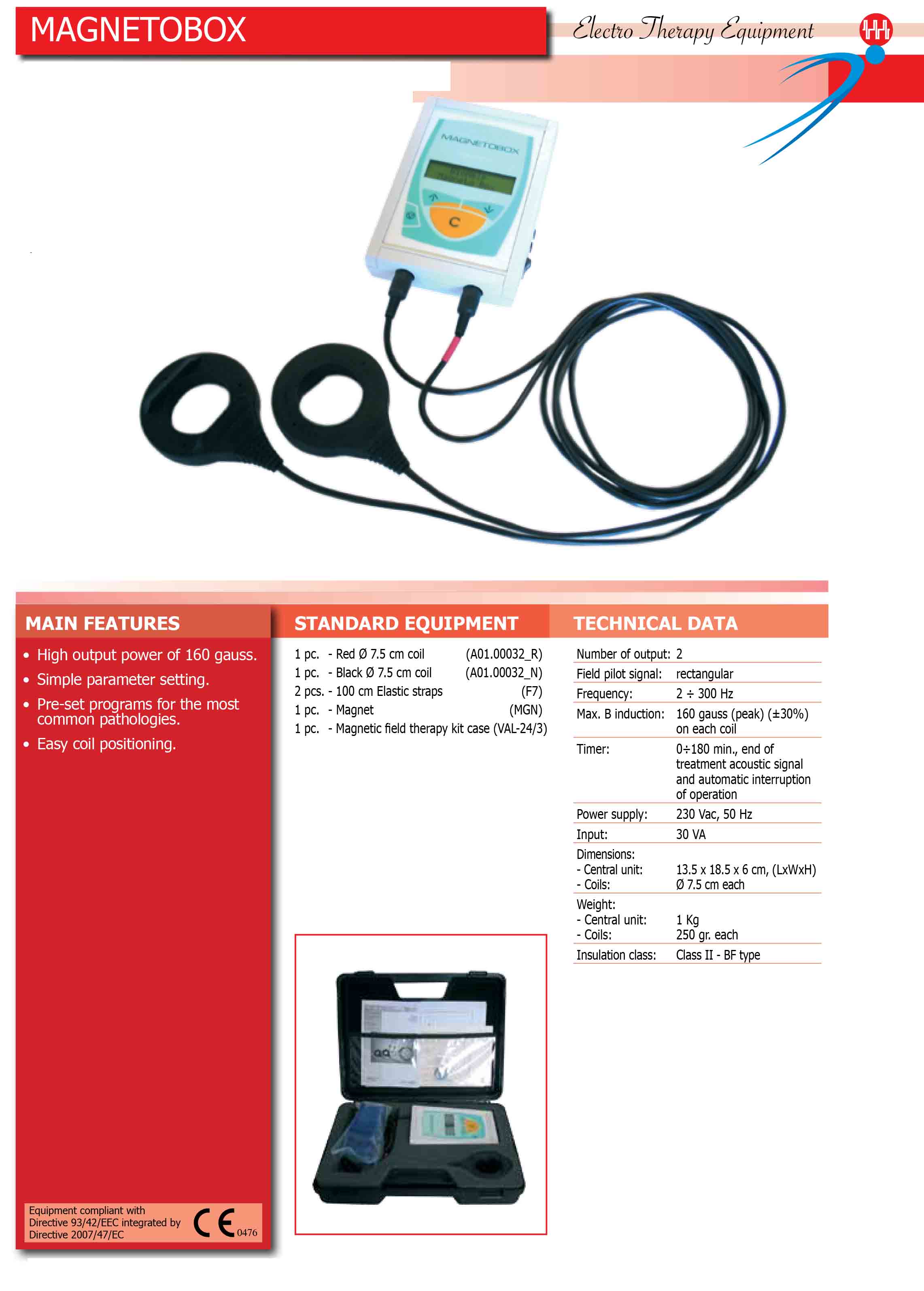 Especificaciones tecnicas esquipo magnetoterapia portatil MAGNETOBOX